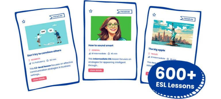 Three ESL lessons from 600+ lesson collection