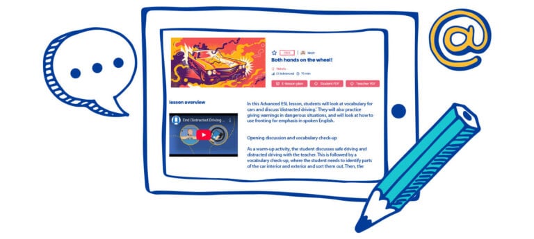 English lesson showing multiple formats, pdfs and slides with answer keys